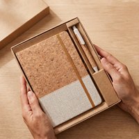 Ensemble de carnets en liège personnalisés, sangle en paille de lin écologique, carnet, cadeau d'affaires