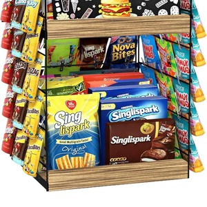 Support de rangement en bois pour collations, organisateur de bureau à 2 niveaux, rectangulaire, multifonctionnel pour utilisation sur bureau - Product Image 1