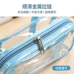 กระเป๋าใส PVC ขนาด 30x22x10 ซม. สำหรับจัดเก็บอเนกประสงค์ พร้อมหูหิ้วสีชมพู สำหรับใส่อุปกรณ์อาบน้ำ ของเล่นว่ายน้ำ และของใช้จำเป็นประจำวัน - Product Image 4
