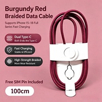 Kabel Pengisian Cepat 60W Tipe C ke Tipe C, Nylon Braided, Tembaga Murni, Kabel Data 3A untuk Ponsel