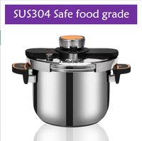 Casserole à pression en acier inoxydable 304 de 4 à 10 L, grande capacité, couvercle rotatif à une main, verrou de sécurité, ustensiles de cuisine pour cuisinière à gaz