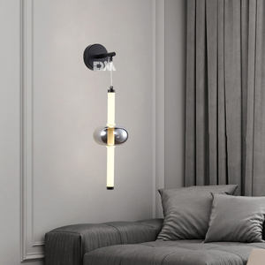 Appliques murales d'intérieur minimalistes nordiques <span class=keywords><strong>Suspension</strong></span> <span class=keywords><strong>en</strong></span> <span class=keywords><strong>verre</strong></span> de fer pour hôtels et maison forme longue lumière blanche chaude décoration moderne suspendue - Product Image 1