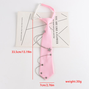 Corbata de uniforme JK con decoración de cadena de estrellas, accesorio para estudiantes de estilo preppy, fácil de usar, poliéster monocromático - Product Image 2