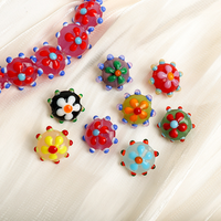 Manik-manik Kaca Bunga 3D Warna-warni Buatan Tangan Ukuran 17mm, Manik-manik Lepas untuk Bahan Aksesoris Perhiasan Gelang