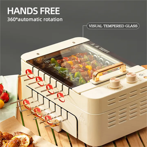 Machine de barbecue électrique <span class=keywords><strong>sans</strong></span> <span class=keywords><strong>fumée</strong></span> rotative automatique à 360 ° 1000W chauffant la machine de barbecue multifonctionnelle - Product Image 2