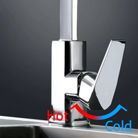 Robinet de cuisine monotrou en acier inoxydable à levier unique pour eau chaude et froide, à poser sur plan