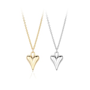 Collar con Colgante de Corazón Pulido en Plata de Ley S925 Chapado en Oro de 18K, Colección de Lujo SPJ, con Circonita, Estilo Vintage, Joyería Fina - Product Image 1