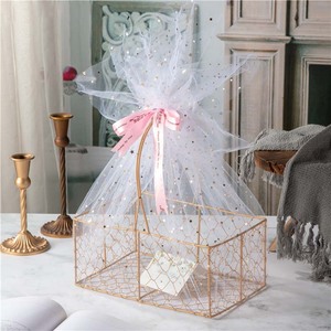 Cesto regalo a mano di un anno cesto di nozze festivo cesto di filo spinato dorato all'ingrosso - Product Image 6
