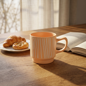 New Design Ceramic Porcelain Mug <b>Set</b> Stripe Geometric Embossed Pattern Dishwasher <b>Microwave</b> Safe for Presents Home Office Use - Product Image 2