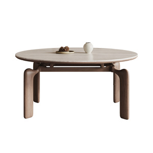 Solid Wood Slab <b>Dining</b> Table Extendable Travertine Top 4 Piece <b>Set</b> Wabi Sabi Style <b>Dining</b> Room Furniture - Product Image 5