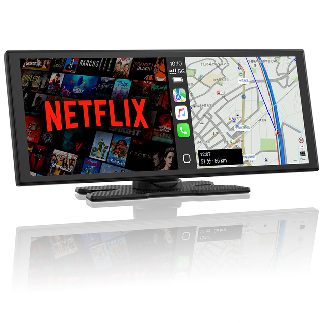10.25" Wireless CarPlay Screen Android Auto Upgrade Portable IN-CELL Touchscreen Thinnest Netflix Youtube GPS Navigation for Car