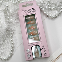 Nouvelle Arrivée Printemps-Été Faux Ongles Effet 3D Amande pour Femme Usage Quotidien Personnalisé Marque Privée Manucure Brillante à Coller