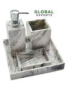 Juego de baño de resina de alta calidad, jabonera decorativa y práctica, soporte para cepillo de dientes y juego dispensador de India - Product Image 4