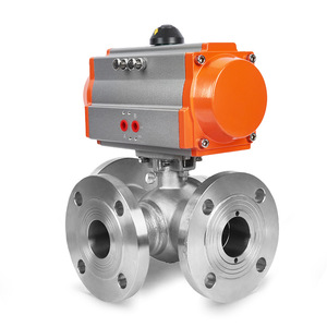 Válvula de bola neumática con brida Dongqi Q644F 16P de acero inoxidable de tres vías tipo L T para cambio direccional - Product Image 4