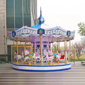 Harga murah fasilitas taman hiburan 16 tempat duduk korsel naik kuda anak-anak Carousel naik Merry Go Round untuk dijual