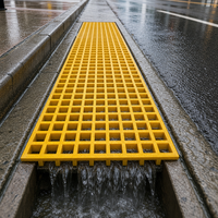 Grille de protection en fibre de verre 38x38mm, panneau moulé en PRV pour canaux de drainage urbains, antidérapant, sur mesure