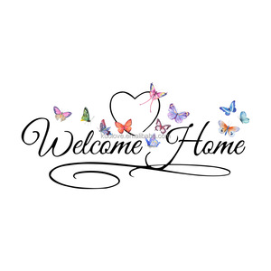 Adesivi murali a farfalla di benvenuto a casa in inglese soggiorno camera da letto decorazione carta da parati adesivi autoadesivi - Product Image 2