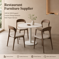 Modernes Café-Esszimmer-Set, Runder Tisch aus Sinterstein mit Holzstühlen für Café-Bistro Komfort-Sitzmöbel-Set