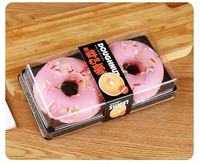 Boîte à donuts en PET de qualité alimentaire, 2 compartiments, base noire jetable, matériaux recyclés, emballage plastique pour pâtisserie, dessert, boulangerie