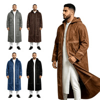 CCY 2027 En stock Thobe d'hiver arabe pour homme, de prière musulmane, de luxe marocain, à capuche, à manches longues, en daim chaud, Manteau Farwa