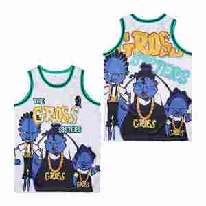 เสื้อบาสเก็ตบอลปักเย็บแบบกำหนดเองสไตล์ใหม่โพลีเอสเตอร์ตาข่ายพิมพ์ลายการ์ตูนสัตว์ประหลาดสัตว์แนวสตรีทชุดกีฬา - Product Image 4