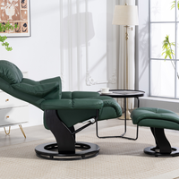 Fauteuil inclinable pivotant en cuir de luxe moderne avec ottoman, couleur verte, pour la maison, le bureau, le salon, la chambre, le bar, les meubles d'appartement