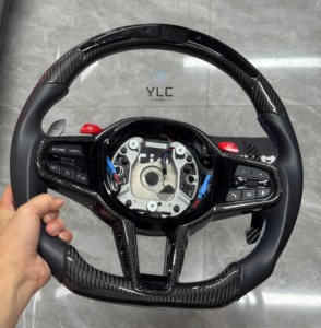 Volant de voiture en cuir pleine fleur personnalisé YLC pour <span class=keywords><strong>BMW</strong></span> M5 F10 F90 F06 F12 F13 M8 Série 5 GT6 Série 7 - Product Image 1