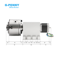 Kit d'axe de rotation pour machine de fraisage CNC G-Penny 4ème axe 3/4 mâchoires 80/100 mm moteur pas à pas NEMA23, tête de division, rapport de réduction 50:1
