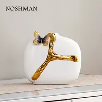 Noshman vaso de cerâmica, acessórios de decoração de mesa feitos à mão, de esmalte borboleta