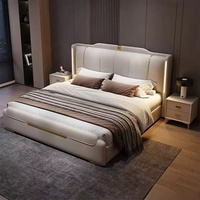 Lit Double Luxe Moderne King Size en Cuir et Bois Massif avec Rangement Rosegia pour Maison et Hôtel