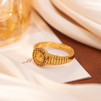 Bague unisexe en forme de montre Art Déco couleur or sable, bijou de mode pour le quotidien et les fêtes (1 pièce)