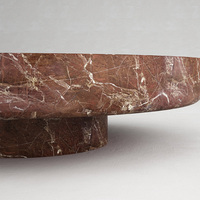 Table basse en marbre travertin naturel, plateau rond épais, base à cylindre unique, table centrale minimaliste pour salon, maison de rêve