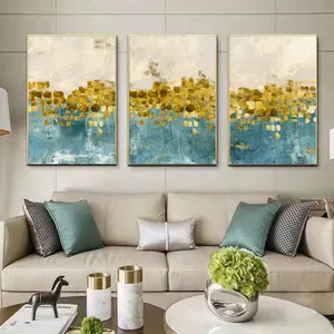 抽象风景3金色奢华抽象独特风景框架画海报帆布印花霍加家居装饰