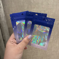 Sachet Mylar personnalisé holographique avec fenêtre, scellé, pour bijoux (boucles d'oreilles, colliers), flacons de peptides portables de 3ml et 10ml