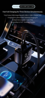 Chargeur de voiture universel portable PD rétractable avec affichage numérique LED, 2 câbles USB-C, allume-cigare, 83W, compatible iPhone 16 et Android