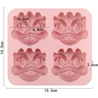 Moule en silicone 4 cavités en forme de lion traditionnel, écologique, antiadhésif, pour savon, bougie, gâteau, outil de bricolage réutilisable YIWU BAKING