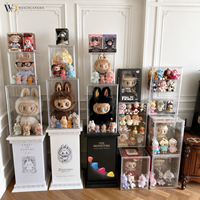 Vitrine en acrylique pour figurines de collection style Labubu, boîte de protection anti-poussière pour figurines en boîte mystère