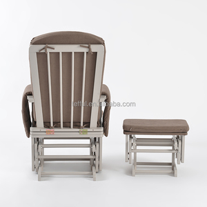 Silla mecedora de madera de respaldo alto y bajo costo para habitación infantil con reposapiés - Product Image 5