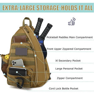 Mochila Táctica 2 en 1 para Pickleball con Logotipo Personalizado de Fábrica, Bolsa de Hombro Ajustable para Hombre con Gancho para Valla, Bolsa Deportiva para Pickleball y Pádel - Product Image 4