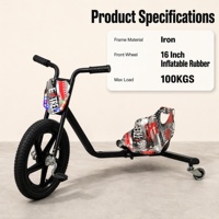 Tricycle à roulettes pour enfants Ride On Kids, voiture à roulettes à grandes roues, pneu avant gonflable de 16 pouces, roues en PU lumineuses, cadre réglable, siège en plastique, pédale