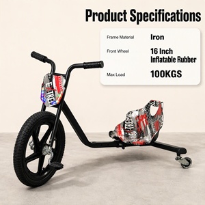 Tricycle à roulettes pour enfants Ride On Kids, voiture à roulettes à grandes roues, pneu avant gonflable de 16 pouces, roues en PU lumineuses, cadre réglable, siège en plastique, pédale - Product Image 5