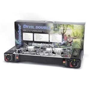 Fornello Portatile Multifunzionale Pieghevole in Alluminio e Ferro con Accensione <span class=keywords><strong>a</strong></span> Butano, Antivento, per <span class=keywords><strong>Barbecue</strong></span> e Campeggio, Doppio Bruciatore - Product Image 3