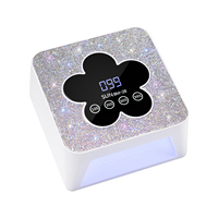 Lampe de séchage pour vernis gel à écran tactile, rechargeable et portable, en forme de fleur, avec cristaux brillants, pour nail art