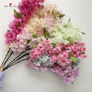 QSLH-CF137ホットセール造花シルク桜の木装飾シルク桜の花結婚式用人工