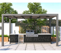 Cuisine extérieure modulaire de luxe, résistante aux intempéries, en acier inoxydable, avec armoires BBQ et pergola à volets roulants pour votre jardin