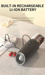 New Arrival LED Light Electric Mill Set Stainless Steel <b>Battery</b>-Powered Gravity Rack Automatic Operation for Pepper Herb Spices - Product Image 5