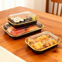 Boîte à emporter personnalisée en plastique PET transparent anti-buée avec couvercle, pour biscuits, sushis, sashimi, bento – Vente en gros