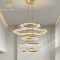 Lustre LED moderne en forme d'anneau pour villa, escalier, salon, salle à manger, décoration intérieure contemporaine sur mesure