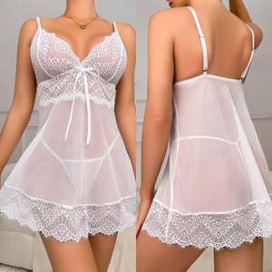 Sfy3915 Nouveauté 2025 Ensemble Robe Chemise en Dentelle Deux Pièces Lingerie Babydoll en Maille Transparente Sexy avec Strings Fantaisie Respirant pour Femme - Product Image 2