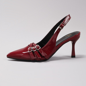 <span class=keywords><strong>Sandali</strong></span> da Donna con <span class=keywords><strong>Tacco</strong></span> Alto, Decorazione con Fibbia Metallica, <span class=keywords><strong>Bordeaux</strong></span>, Sexy, Punta Affusolata, <span class=keywords><strong>Tacco</strong></span> a Spillo, Moda Estiva, per Feste, Slingback - Product Image 6